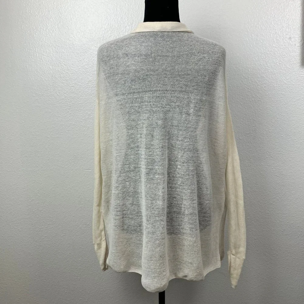 Vince‎ Linen Blend Cream Open Front Cardigan